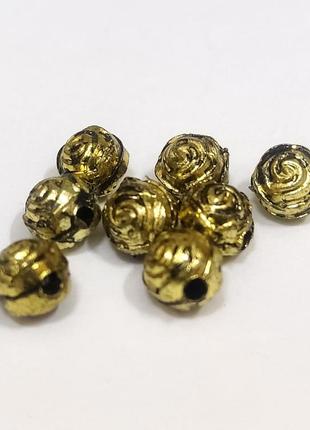 Намистини пластикові finding круглі троянда античне золото 6 мм