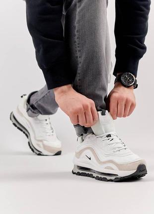 Мужские кроссовки кожа текстиль nike air max 97 futura white, мужские кеды найк белые, мужская обувь