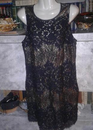 Платье сукня кружевной с люрексом oasis винтаж3 фото