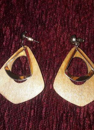 Серьги деревянные украшение