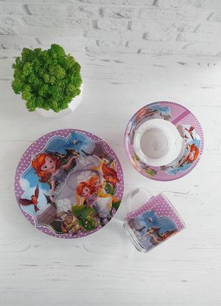 Дитячий набір посуду з трьох предметів "софія прекрасна"5 фото
