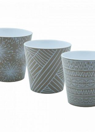 Вазон зі вставкою "деко" 13*12,5 см. з декором (етно: какао)