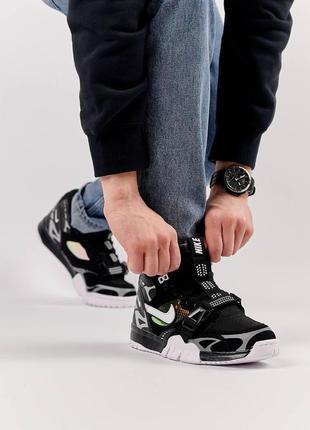 Мужские кожаные кроссовки nike air trainer 1 sp black, кеды найк черные весна осень. мужская обувь