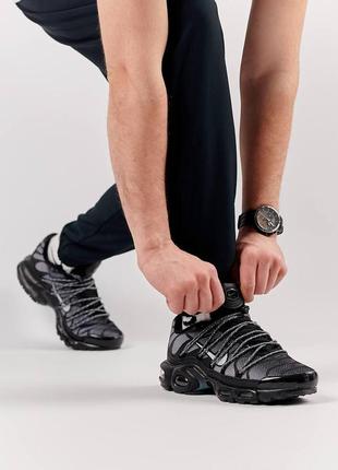 Мужские кроссовки nike air max plus utility black, мужские кеды найк кожа текстиль черные. мужская обувь