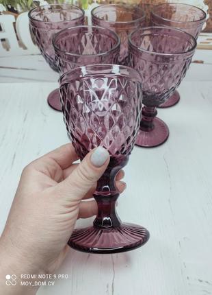 Набір рожевих келихів для вина 240мл з товстого скла5 фото