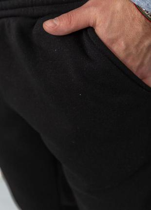 Спорт чоловічі штани на флісі однотонні, колір чорний, 190r2366 фото