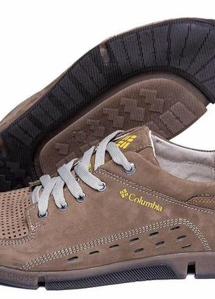 Мужские кожаные летние кроссовки, перфорация 377 беж, мужские кеды нубук, туфли бежевые. летняя мужская обувь5 фото