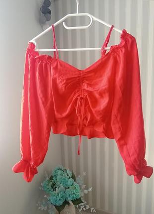 Ярко-красный морковный топ h&amp;m