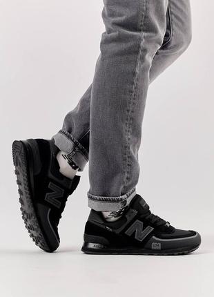 Мужские кроссовки замша текстиль new balance 574 tp2 black, мужские кеды нью беленс черные. мужская обувь