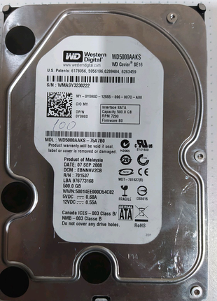 Жорсткий диск 3.5 640 500 320 250gb sata western digital, seagate