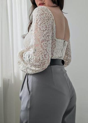 Кружевная блуза в корсетном стиле с чашками, блузка корсет кружево2 фото