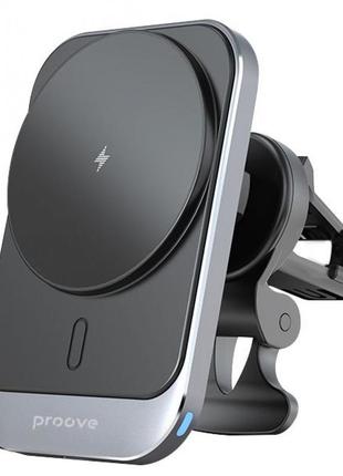 Держатель телефона с беспроводной зарядкой proove square magnetic pro 15w black