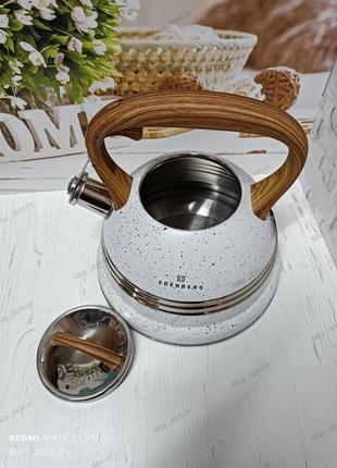 Чайник із свистком чайник на плиту металевий чайник газовий edenberg white 3 л3 фото