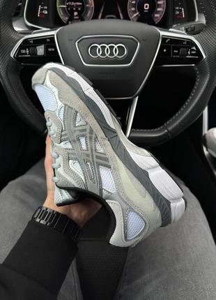 Чоловічі замшеві сітка кросівки asics gel-nyc gray white silver, чоловічі кеди асикс сірі. чоловіче взуття9 фото