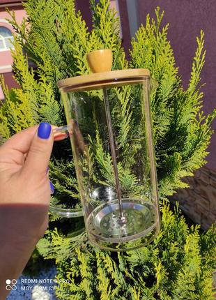 Заварник-прес з бамбуковою кришкою 1л (10 * 19см)