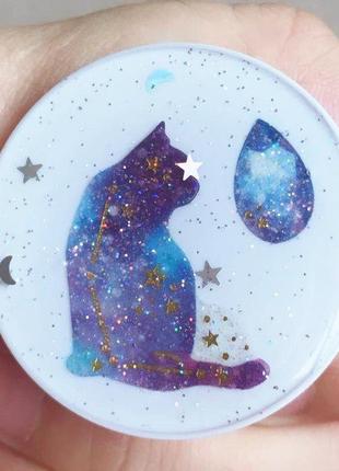 Попсокет, popsocket, держатель для телефона, волшебный кот, с блестками