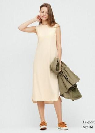 Uniqlo женское вафельное платье без рукав l off white uniqlo со встроенным бра