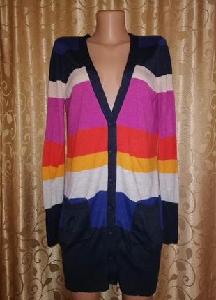 💙💙💙женская удлиненная кофта, кардиган, свитер на пуговицах в цветную полоску h&m💙💙💙4 фото