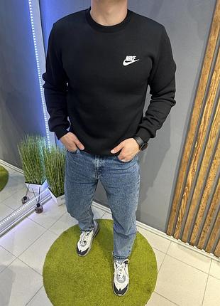 Утепленный мужской черный свитшот кофта nike