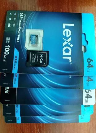 Lexar microsdxc high-performance 633x  64gb, + адаптер