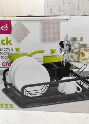 Сушка для посуду kamille 41х28х13,5 см з алюмінію з піддоном km-0752