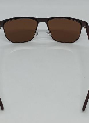 Очки в стиле prada унисекс солнцезащитные коричневые в металлической оправе поляризованные6 фото