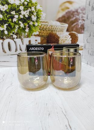 Набір склянок з подвійними стінками золоті (подвійним дном) ardesto 2 шт х 250 мл (ar2625gg) gold5 фото