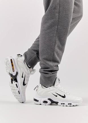 Чоловічі текстильні кросівки nike air max tn plus white, чоловічі кеди найк білі весна літо, чоловіче взуття