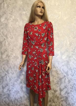 Сукня міді червона в квіти george розмір 10