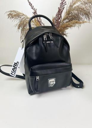 Кожаный рюкзак женский karl lagerfeld k/ikonik metal pin backpack оригинал1 фото