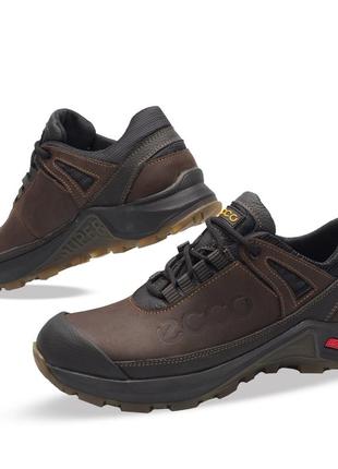 Кросівки чоловічі шкіряні ecco super track black-brown