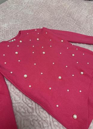 Малиновый ангоровый жемчужная кофта  натуральный свитер де кофта ангора ангоровая5 фото