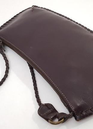 Трендовая кожаная сумка багет ручной работы шоколадного цвета4 фото