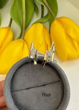 Серебряно-золотые серьги