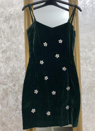 Бархатный изумрудный сарафан ручной работы