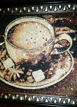 Картина "кава" в золотому стилі