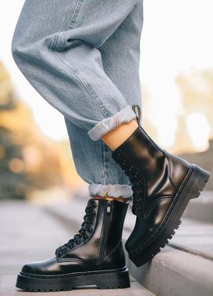 Женские ботинки dr.marten jadon black (чёрная подошва)
