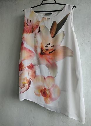 Нежная асимметричная майка, блуза, туника в цветочный принт,wallis 14р