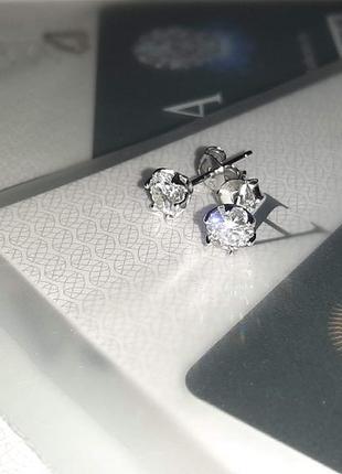 925 sterling silver 0.5ctx2 gra сережки-гвоздики муассаніт діаманти4 фото