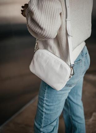 Женская сумочка, стильная сумка из натуральной кожи, маленькая белая сумка клатч на каждый день3 фото