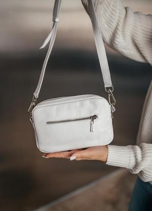 Женская сумочка, стильная сумка из натуральной кожи, маленькая белая сумка клатч на каждый день7 фото