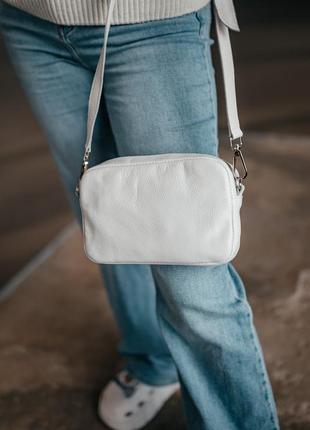 Женская сумочка, стильная сумка из натуральной кожи, маленькая белая сумка клатч на каждый день5 фото