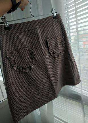 Трендовая юбка в клетку трапеция с карманами от koton1 фото