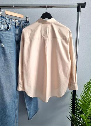 Персиковая удлиненная оверсайз-рубашка7 фото