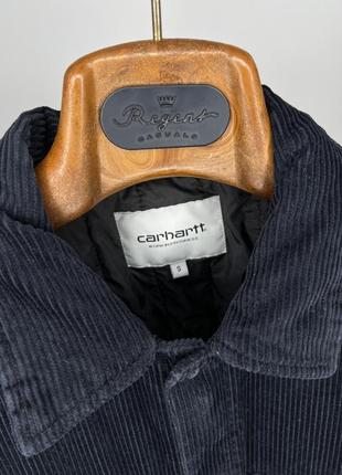 Carhartt whitsome shirt jac мужской овершот утепленная рубашка вельветовая темно синего цвета4 фото