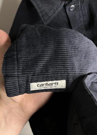 Carhartt whitsome shirt jac мужской овершот утепленная рубашка вельветовая темно синего цвета10 фото