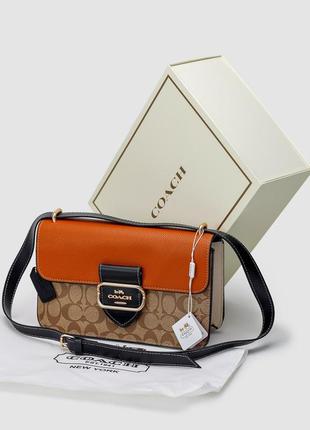 Сумка coach morgan shoulder bag in colorblock signature canvas