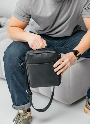 Мужская каркасная барсетка, черная сумка через плечо из натуральной кожи, классический мессенджер6 фото