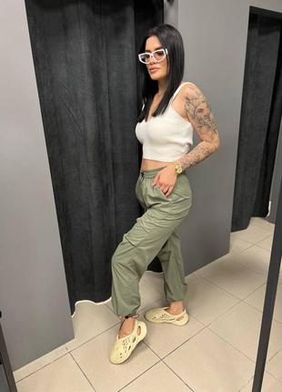 Женские брюки карго матовая плащевка4 фото