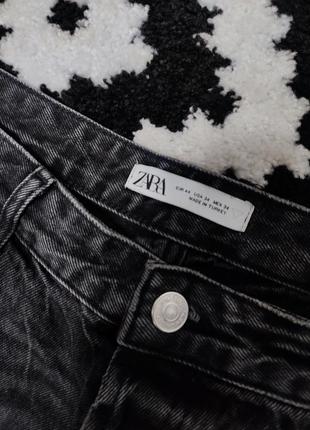 Джинсы брюки мужские прямые широкие укороченные черные повседневные плотные zara, размер l5 фото